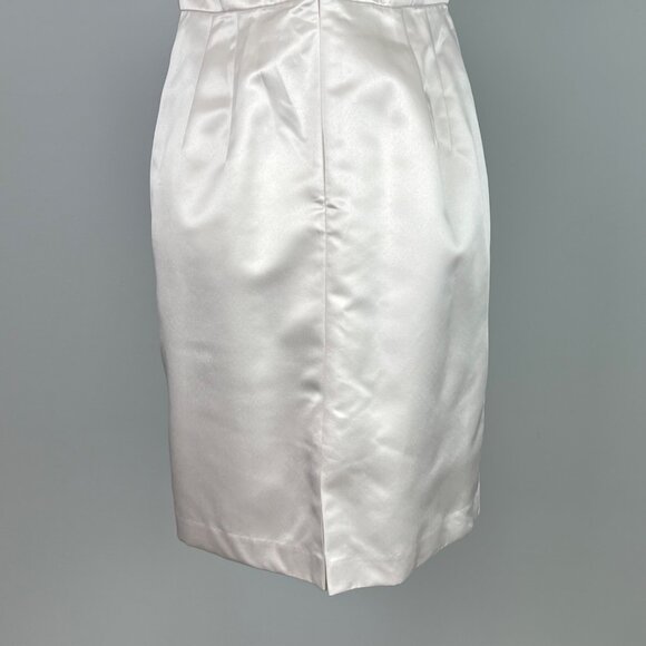 Donna Morgan Womens White Satin Strapless Formal Dress Bow Pencil Skirt size 4 - Picture 7 of 11